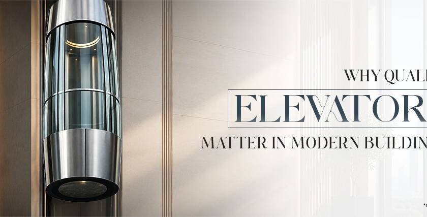 Modern cylindrical glass elevator with stainless steel finishes in an elegant building interior, highlighting how home elevators & lifts enhance accessibility, safety, comfort, and contemporary design.